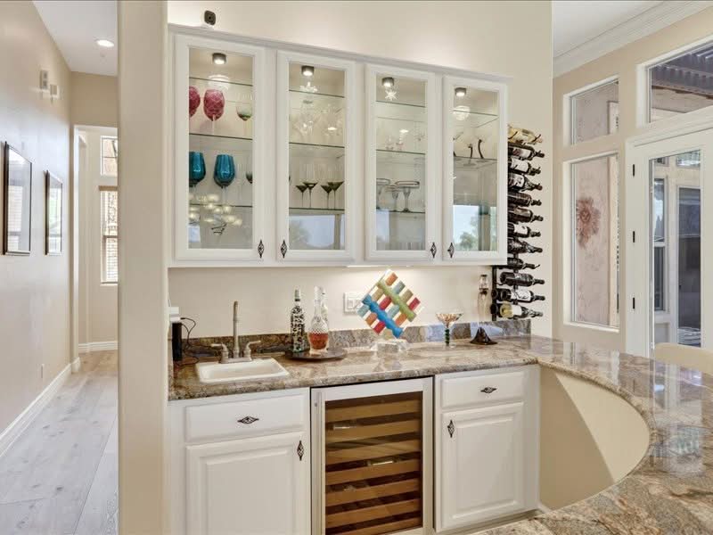 Custom wet bar and wine storage, professional listing photography for a Peoria, AZ MLS listing